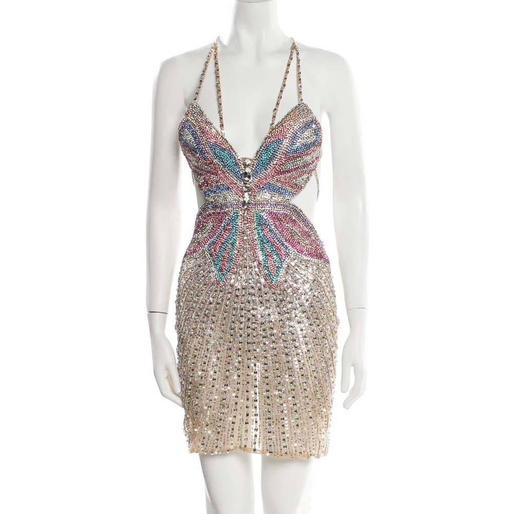 Portia and Scarlett Silver and Blue Mini Dress - Picture 4 of 8